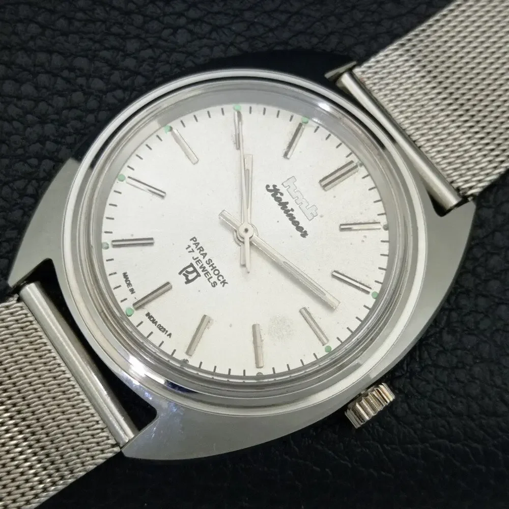 Vintage 1988 HMT Manual Wound Mens Silver Watch & Silver accents